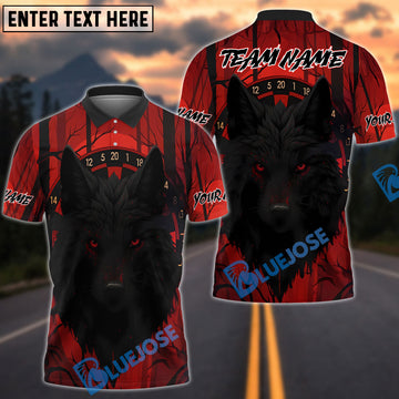 BlueJose Darts Wolf Dark Jungle Personalized Name, Team Name Shirt (4 Colors)