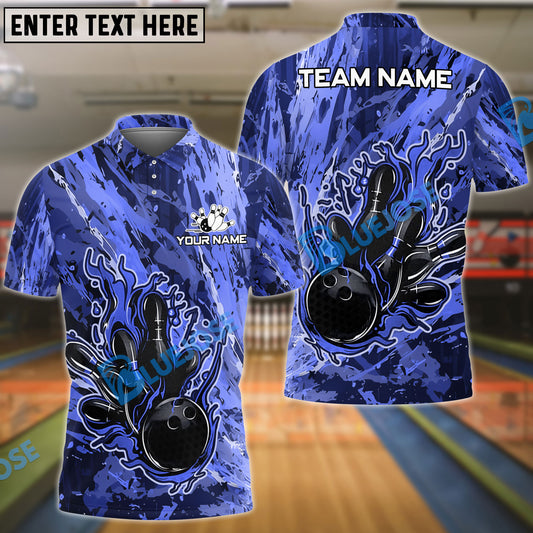 BlueJoses Bowling And Pins Colorful Ink Customized Name 3D Shirt (5 Colors)