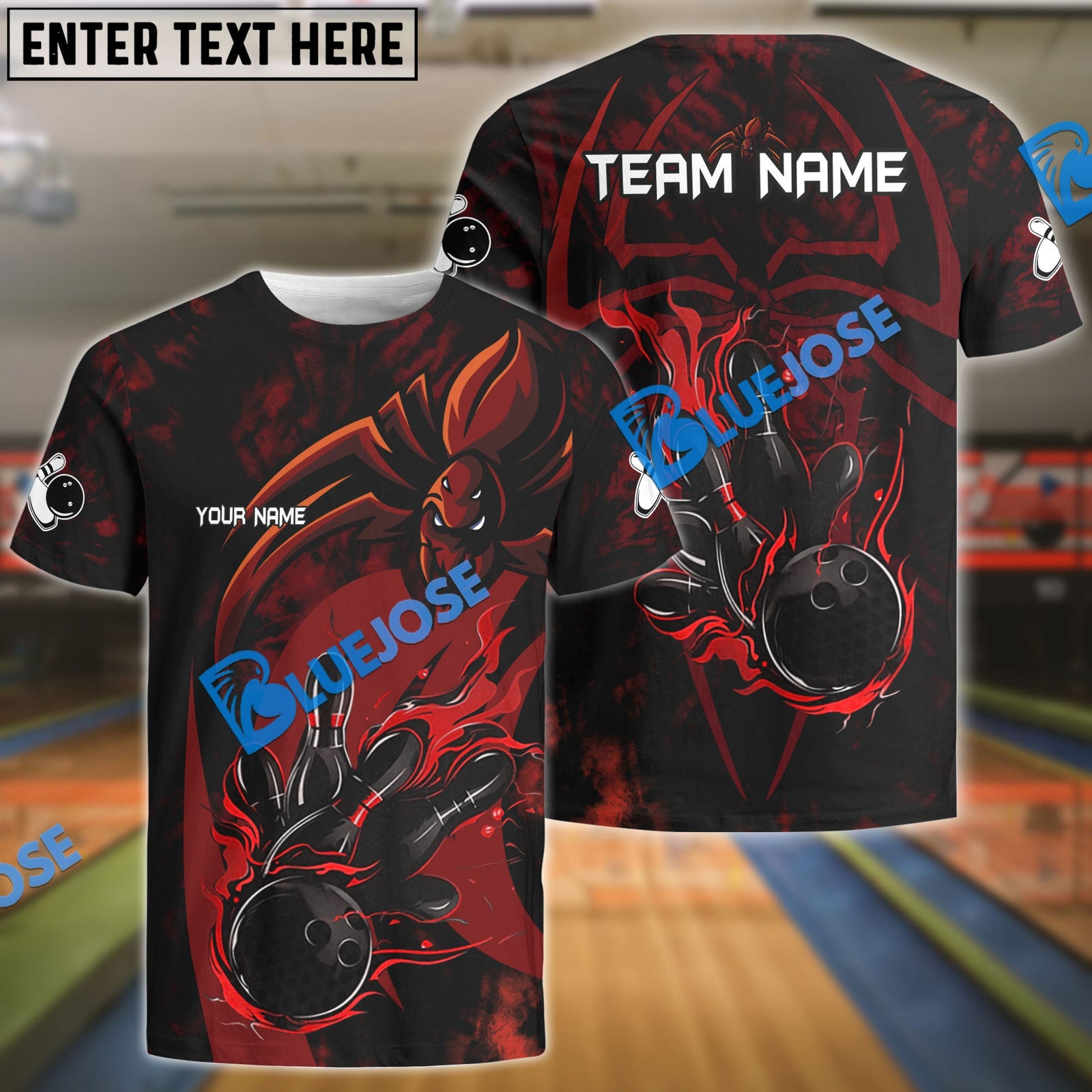 BlueJose Spider Bowling Personalized Name, Team Name 3D Shirt (4 Colors)