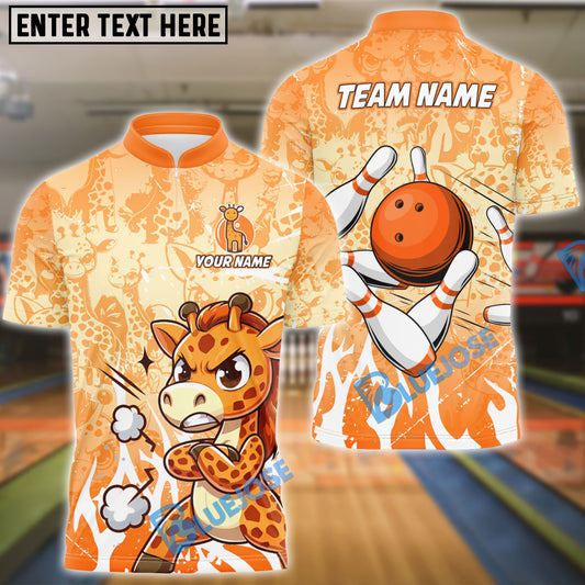 BlueJose Bowling Giraffe Customized Name, Team Name 3D Shirt