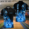 BlueJose Bowling And Pins Gold Flame Crown Design Royal Style Customized Name, Team Name 3D Shirt (4 Colors)