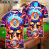 BlueJose Billiards Ball 8 Flame Hollow Skull Personalized Name, Team Name Unisex Shirt (4 Colors)