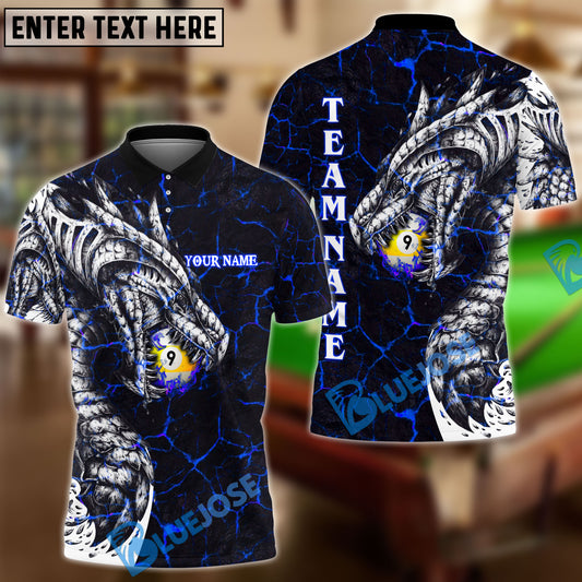 BlueJose Billiards Ball 9 Fire Dragon Personalized Name, Team Name Unisex Shirt ( 3 Colors )