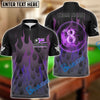 BlueJose Billiards Ball 8 Burning Fire Flame Personalized Name, Team Name Unisex Shirt (4 Colors)