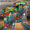BlueJose Bowling Street Strike Graffiti Skater Style Customized Name, Team Name 3D Shirt (4 Colors)