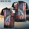 Bluejose Large Mouth Bass Fishing  Black US Flag Sport Custom Name & Team Name 3D Shirts