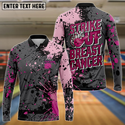 BlueJose Bowling And Pins Strike Out Breast Cancer Personalized Name 3D Shirts