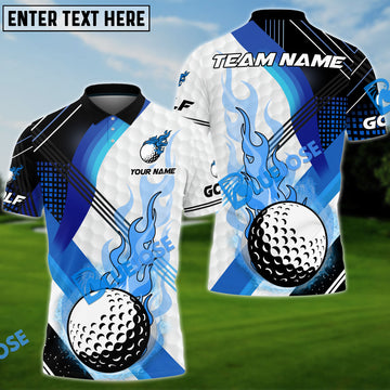 BlueJose Golf Fire Inside Out Customized Name, Team Name 3D Shirts (4 Colors)