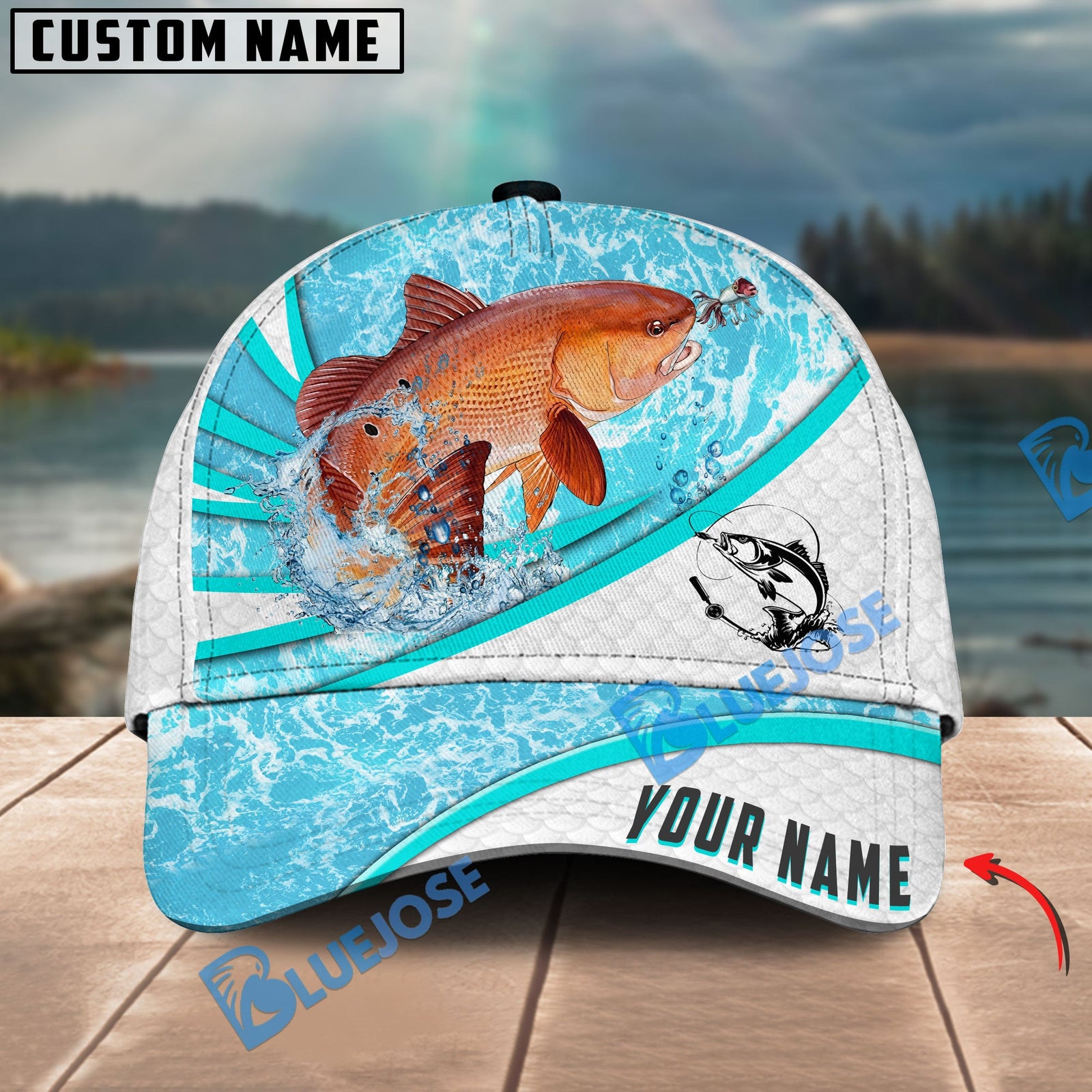 Bluejose Red Fish Fishing Water Tornado Personalized Cap
