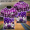 BlueJose Bowling & Pins Colorful Fur Texture Design Customized Name, Team Name 3D Shirt (4 Colors)
