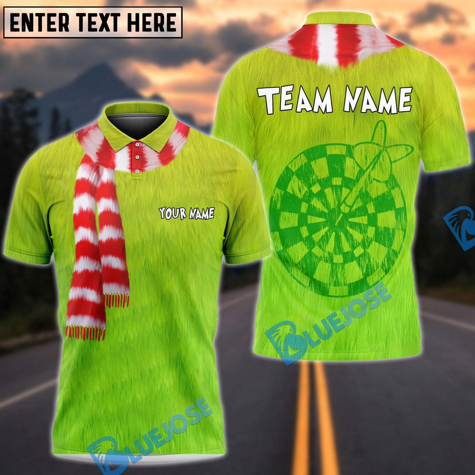 BlueJose Grinch Darts Personalized Name, Team Name Shirt