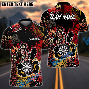 BlueJose Darts Graffiti Bear Dartboard Neon Splash Multicolor Options Personalized Name Shirt (4 Colors)