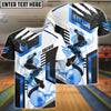 BlueJose Bowling And Pins Premium Royal Color Customized Name 3D Shirt (4 Colors)