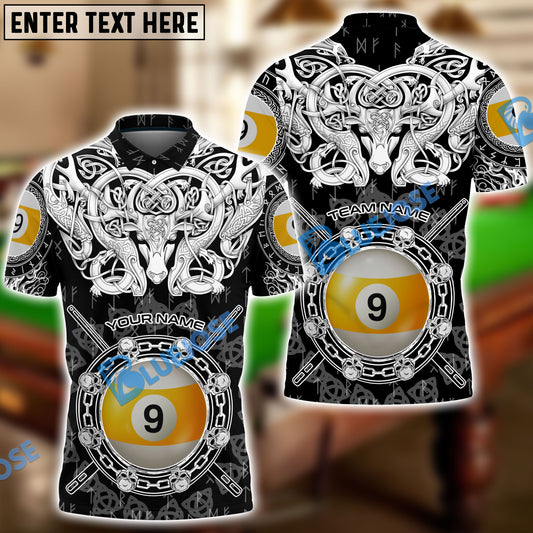 BlueJose Billiards 9 Ball Viking Pattern Personalized Name, Team Name Shirt