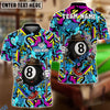BlueJose Billiards Ball 8 Pool Graffiti Pattern Personalized Name Shirt (4 Colors)