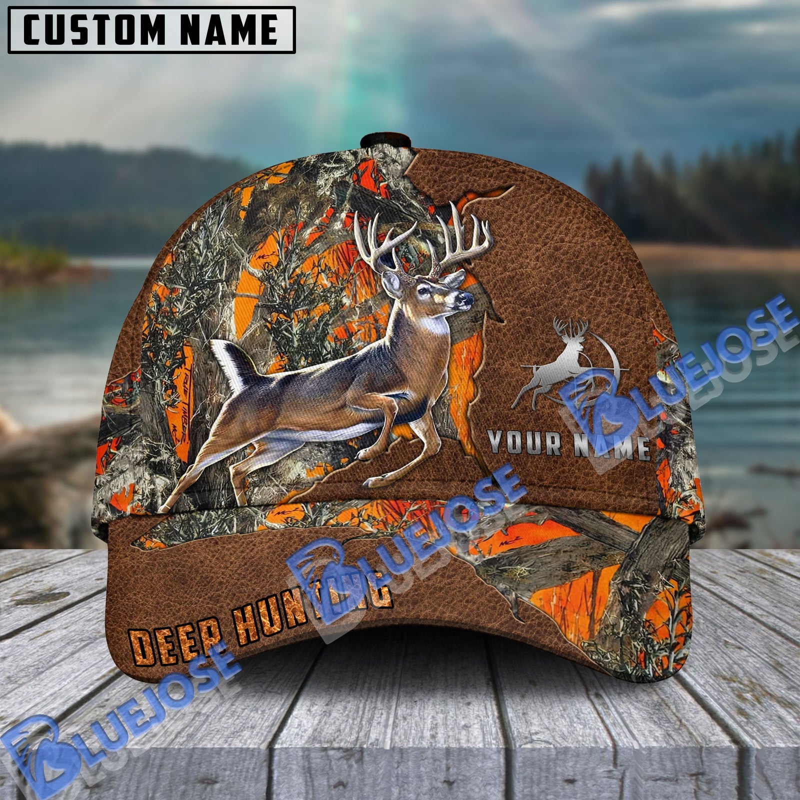 BlueJose Hunting Deer Leather Pattern Multicolor Personalized Cap