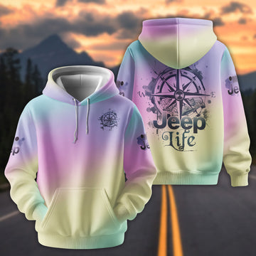 BlueJose Jeep Life Compass Sketch Holo Hoodie