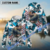 Bluejose Catfish Fishing American Flag Light Blue Camo Custom Name & Team Name 3D Shirts