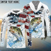 Bluejose Bass Fishing Patriotic Water Splash Theme Custom Name & Team Name 3D Shirts