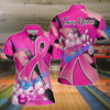 BlueJose Bowling And Pins Pink Ribbons Breast Cancer Personalized Name 3D Shirts