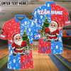 BlueJose Bowling Ball & Pins Merry Christmas Santa Multicolor Option Customized Name 3D Shirt (3 Colors)