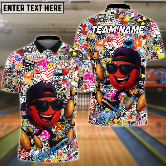 BlueJose Bowling And Pins Street Vibes Funny Graffti Style Customized Name, Team Name 3D Shirt (4 Colors)
