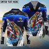 Bluejose Trout Fishing Dark Blue Scratch American Flag scratch Sport Custom Name & Team Name 3D Shirts