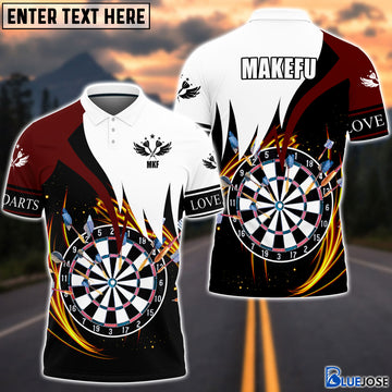 BlueJose Darts Maroon & White Personalized Name 3D Shirt