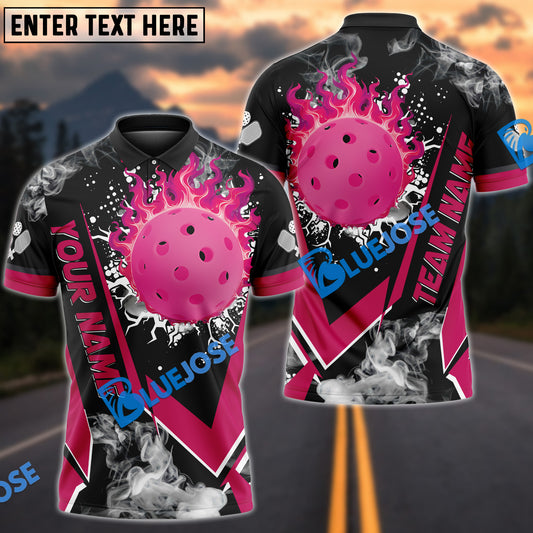 BlueJose Pickleball Flame Declare War Personalized Name, Team Name Unisex Shirt (4 Colors)