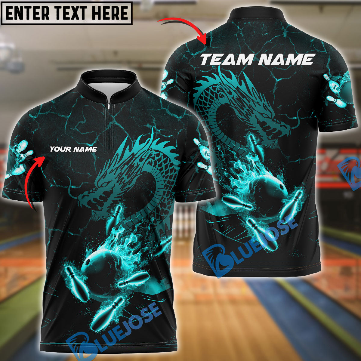 BlueJose Bowling And Pins Mystery Dragon Customized Name 3D Shirt (4 Colors)