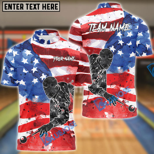 BlueJose Billiards Painted American Flag Personalized Name, Team Name Unisex Shirt