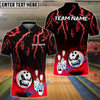 BlueJose Bowling Flaming Angry Ball Customized Name, Team Name 3D Shirt (4 Colors)