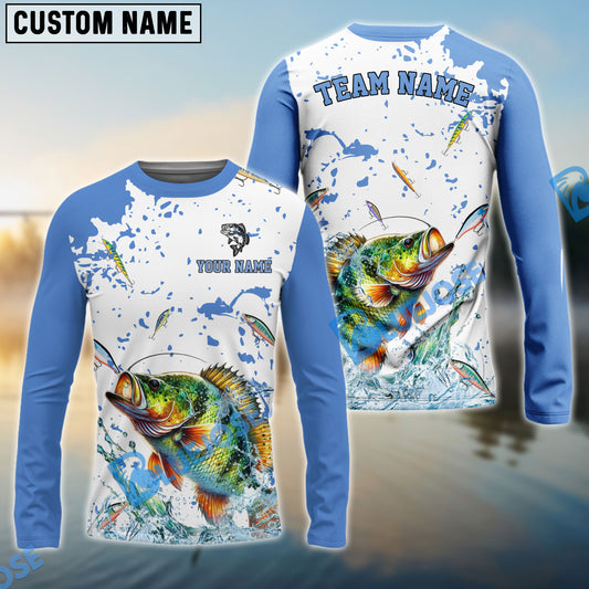 Bluejose Panfish Fishing White Light Blue Custom Name & Team Name 3D Shirts