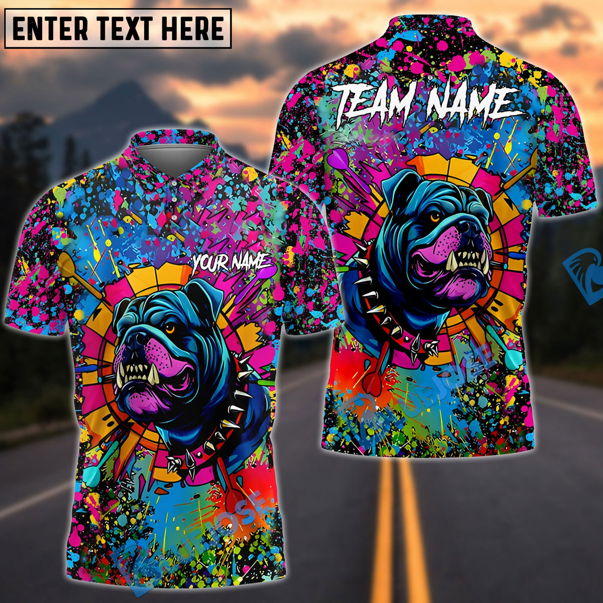 BlueJose Darts Bulldog Personalized Name, Team Name Shirt