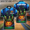 BlueJose Bowling And Pins Halloween Pumpkin Zombie Pins Customized Name, Team Name 3D Shirt (4 Colors)