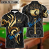 BlueJose Billiards Golden 8 Ball Crown Tribal Pattern Personalized Name, Team Name Shirt (6 Colors)