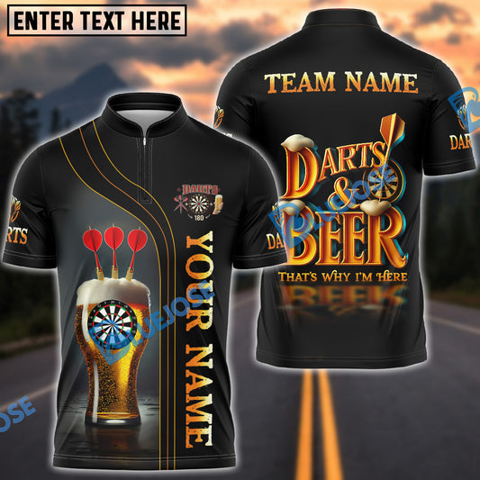BlueJose Darts & Beer That's Why I'm Here Personalized Name Shirt