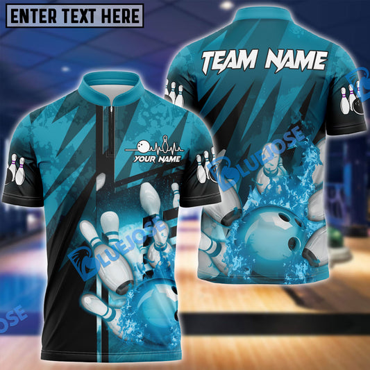 BlueJoses Bowling And Pins Abstract Grunge Texture Multicolor Personalized Name, Team Name 3D Shirt