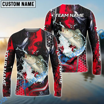 Bluejose Striped Bass Fishing Red Thunder Custom Name & Team Name 3D Shirts