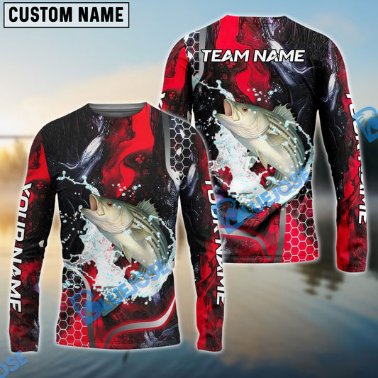 Bluejose Striped Bass Fishing Red Thunder Custom Name & Team Name 3D Shirts