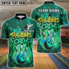 BlueJose Bowling And Pins Spray Bowling Crew Customized Name, Team Name 3D Shirt (4 Colors)