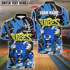 BlueJose Bowling Fireball Graffiti Style Customized Name, Team Name 3D Shirt (4 Colors)
