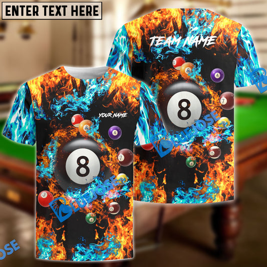 BlueJose Billiards Fire & Water Personalized Name, Team Name Shirt