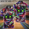 BlueJose Bowling And Pins Crazy Smile Neon Graffiti Customized Name, Team Name 3D Shirt (4 Colors)