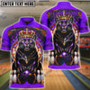 BlueJose Bowling & Pins Royal Panther Crown Customized Name, Team Name 3D Shirt (6 Colors)