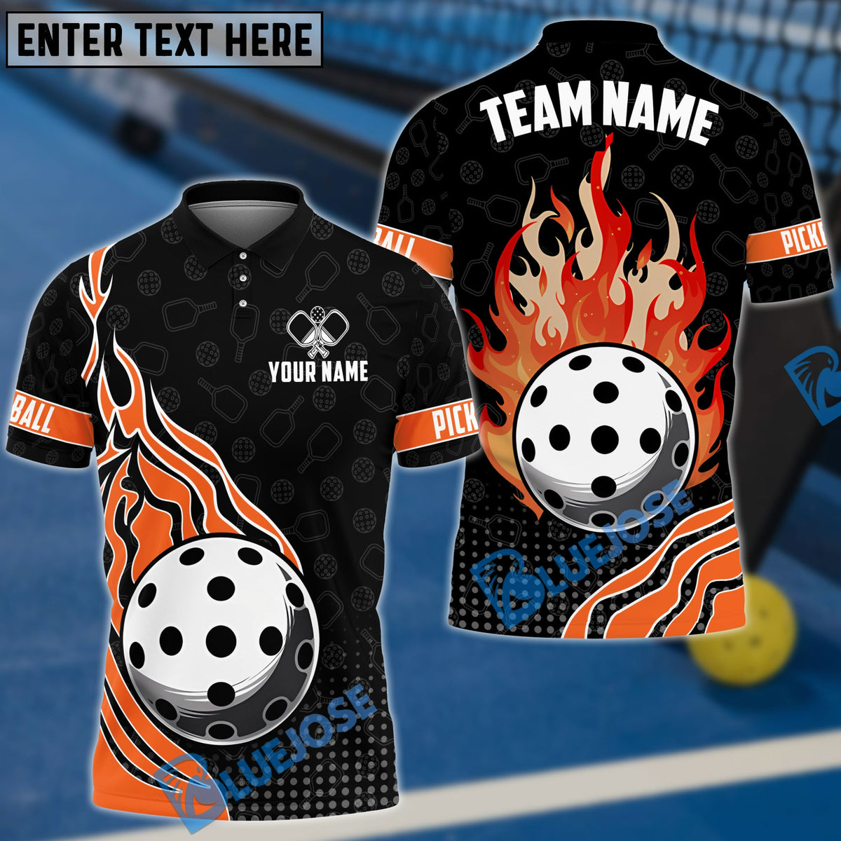 BlueJose Pickleball Hellfire Personalized Name, Team Name Unisex Shirt