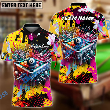 BlueJose Billiards Ball 8 Pool Yellow Graffiti Personalized Name, Team Name Unisex Shirt
