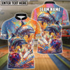 BlueJose Bowling And Pins Abstract Water Dolphin Motion Customized Name, Team Name 3D Shirt