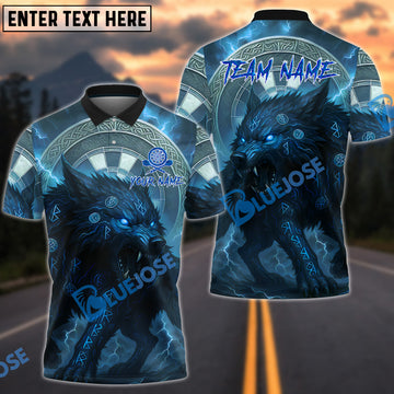 BlueJose Darts Nordic Wolf Runes Thunder Theme Multicolor Options Personalized Name Shirt (4 Colors)