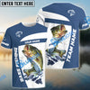 Bluejose Bass Fishing Light Navy Sport Custom Name & Team Name 3D Shirts